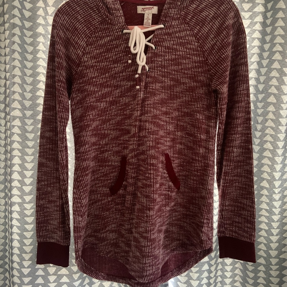 Women's Burgundy Knit Hoodie